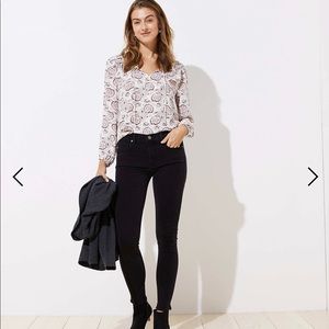 LOFT solid black high waist skinny jeans